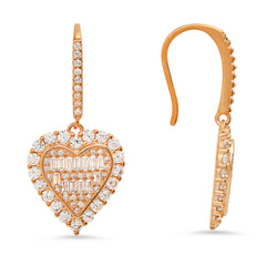 Radiant Sterling Silver Baguette Halo Fishhook Earrings