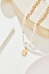 Delicate Freshwater Pearl Necklace with Coin Pendant