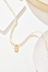 Delicate Freshwater Pearl Necklace with Coin Pendant