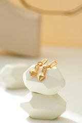 Geometric Edge: 18K Gold-Plated Rivet Chain Dangle Earrings