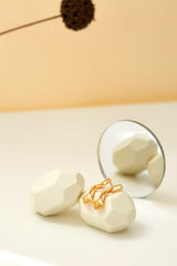 Geometric Edge: 18K Gold-Plated Rivet Chain Dangle Earrings