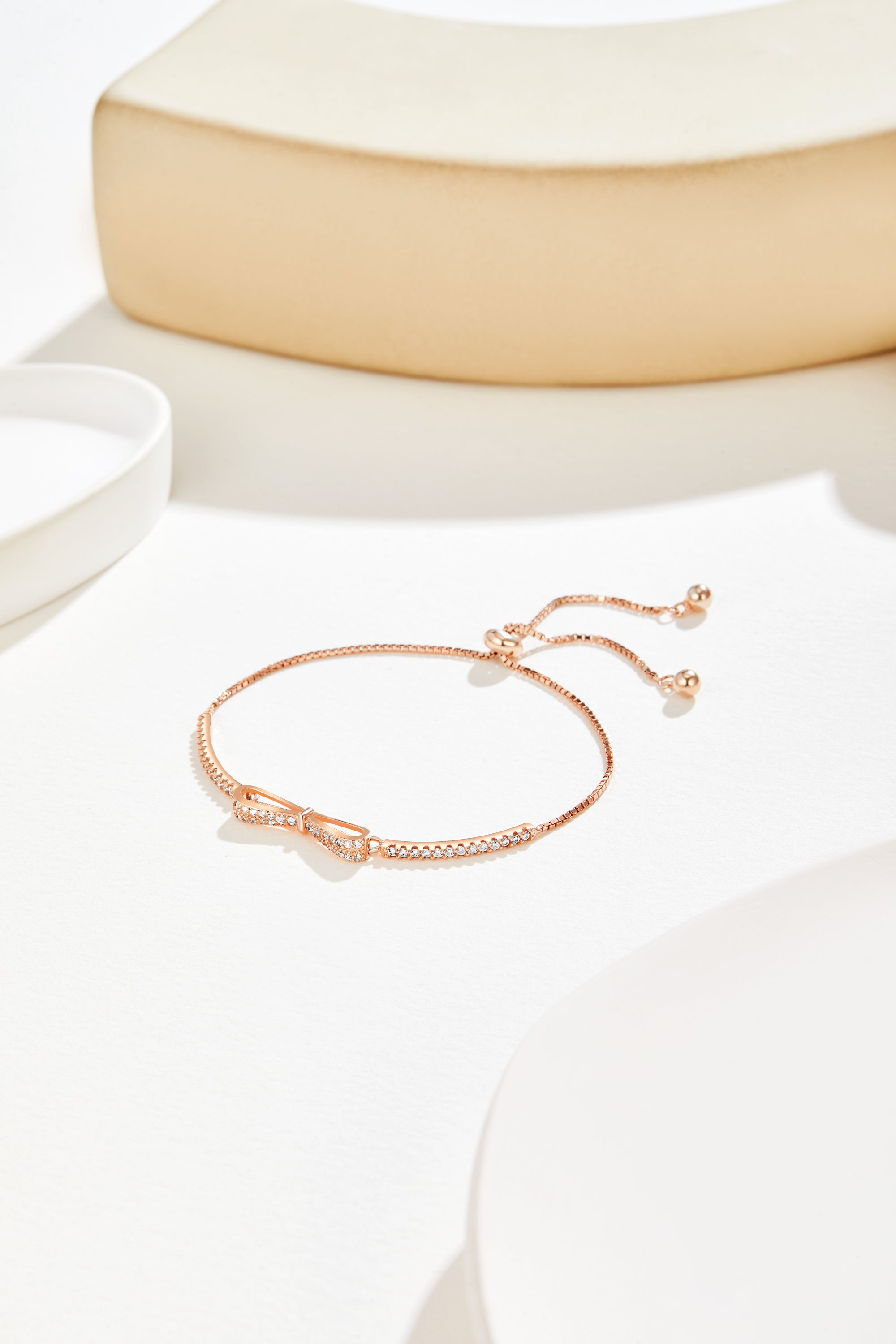 Rose Gold Cubic Zirconia Adjustable Bracelet