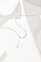 Delicate Pearl Pendant Necklace with Sparkling Cubic Zirconia