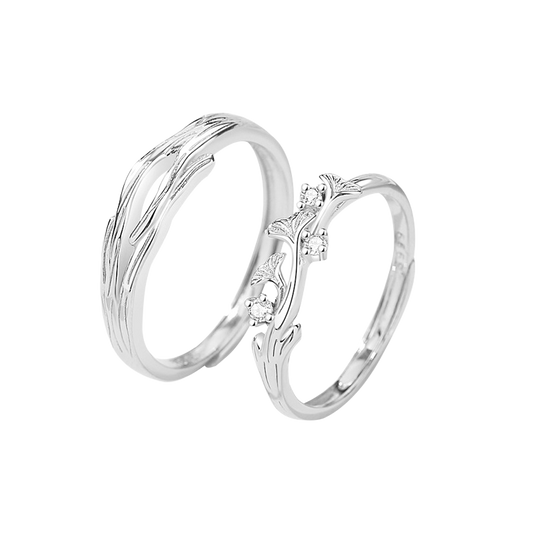Enchanting Fantasy Couple Rings in Sterling Silver