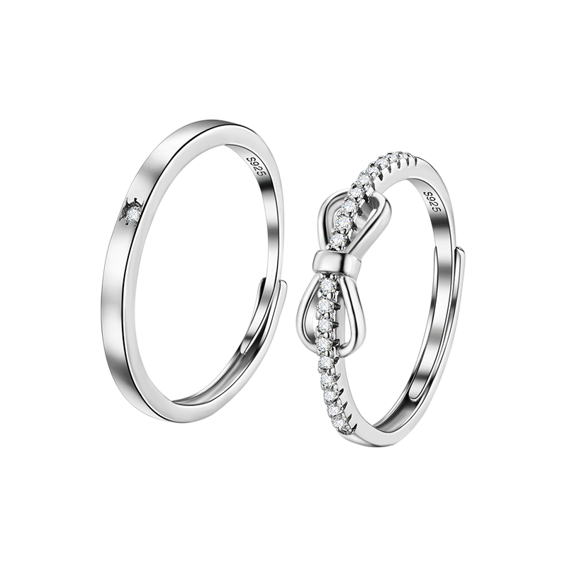 Butterfly Knot Couple Rings in Sterling Silver
