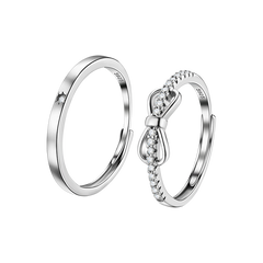 Butterfly Knot Couple Rings in Sterling Silver