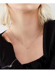 W Pendant Necklace in 925 Sterling Silver