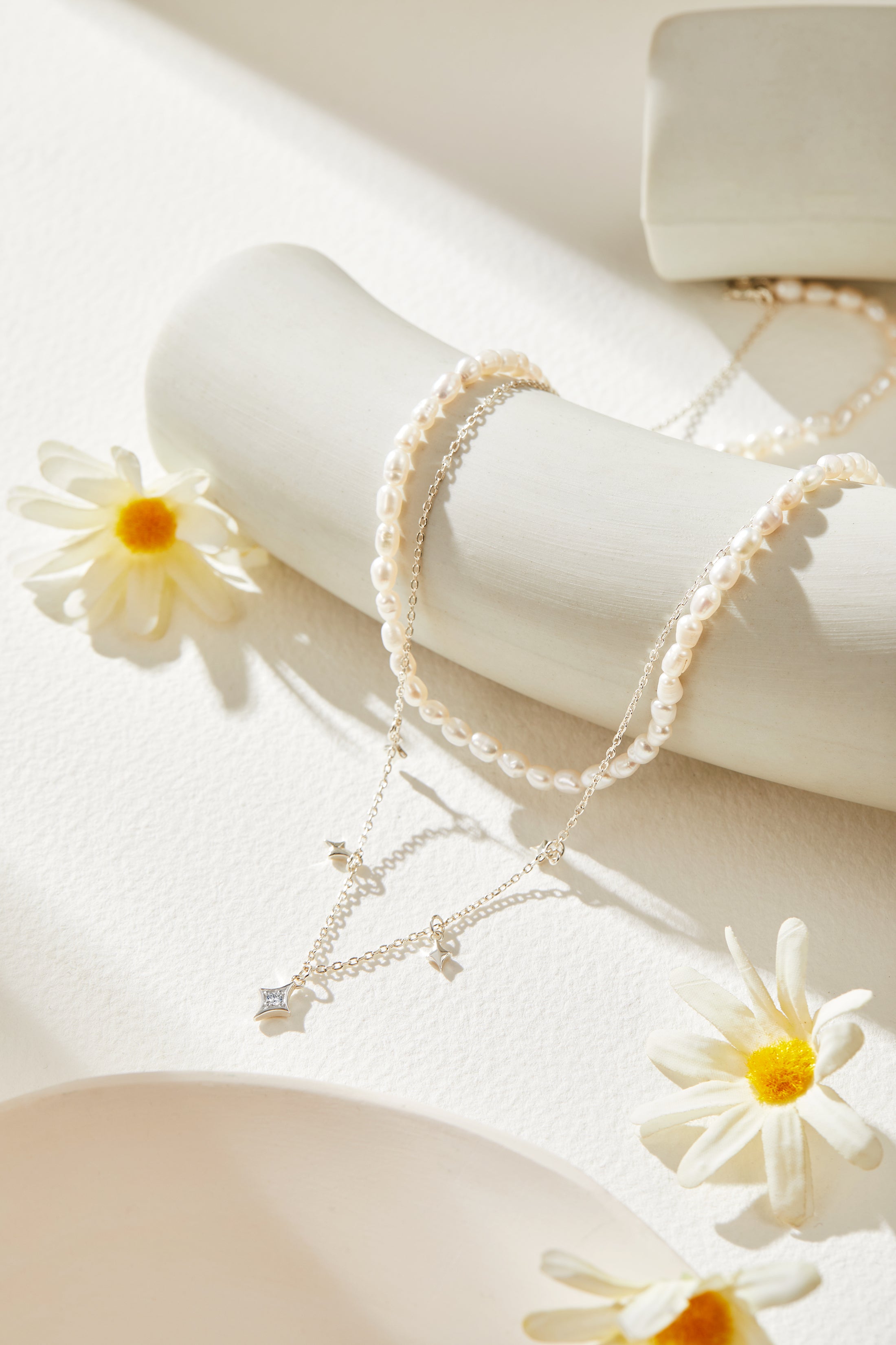 Layered Freshwater Pearl and Sterling Silver Necklace