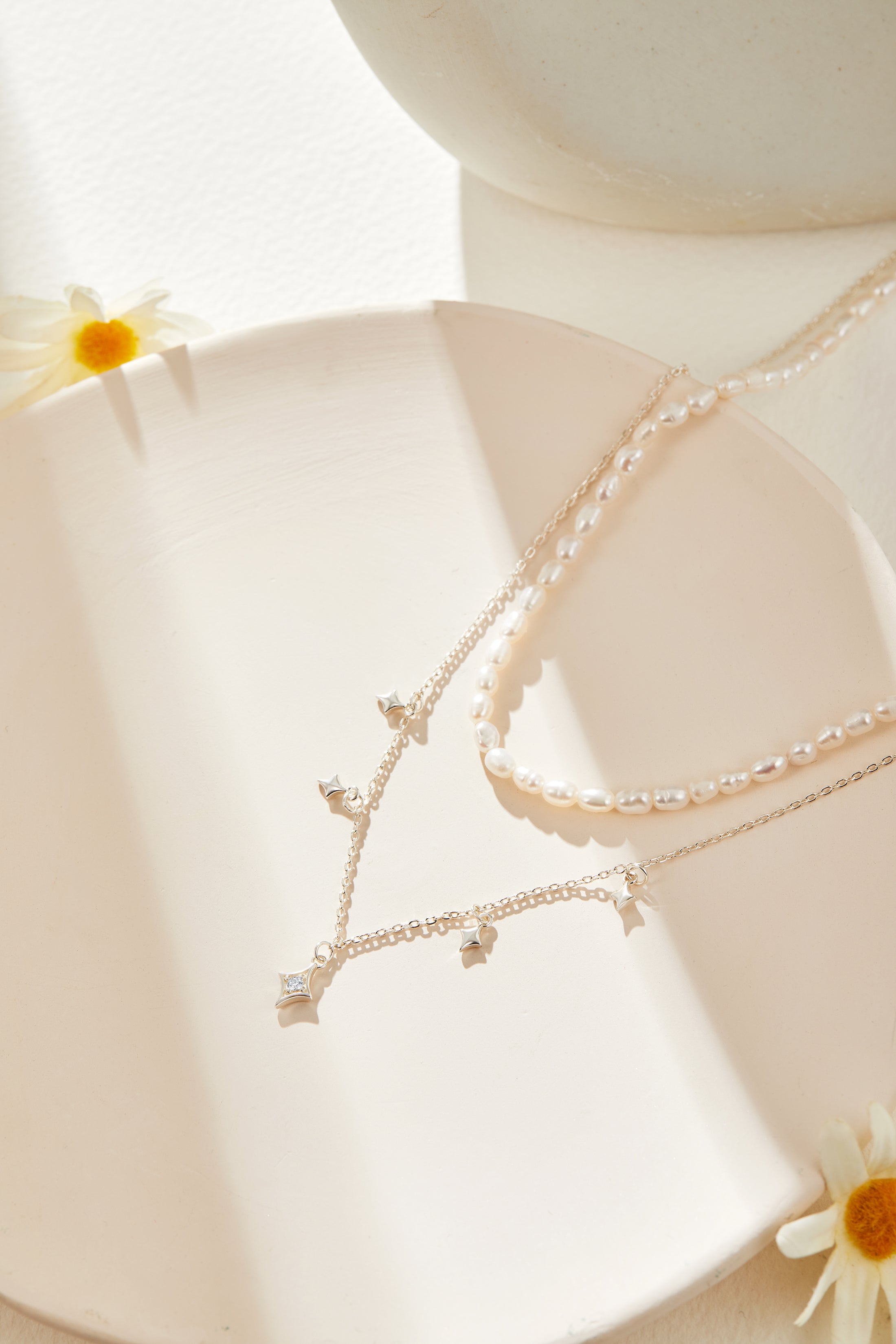 Layered Freshwater Pearl and Sterling Silver Necklace