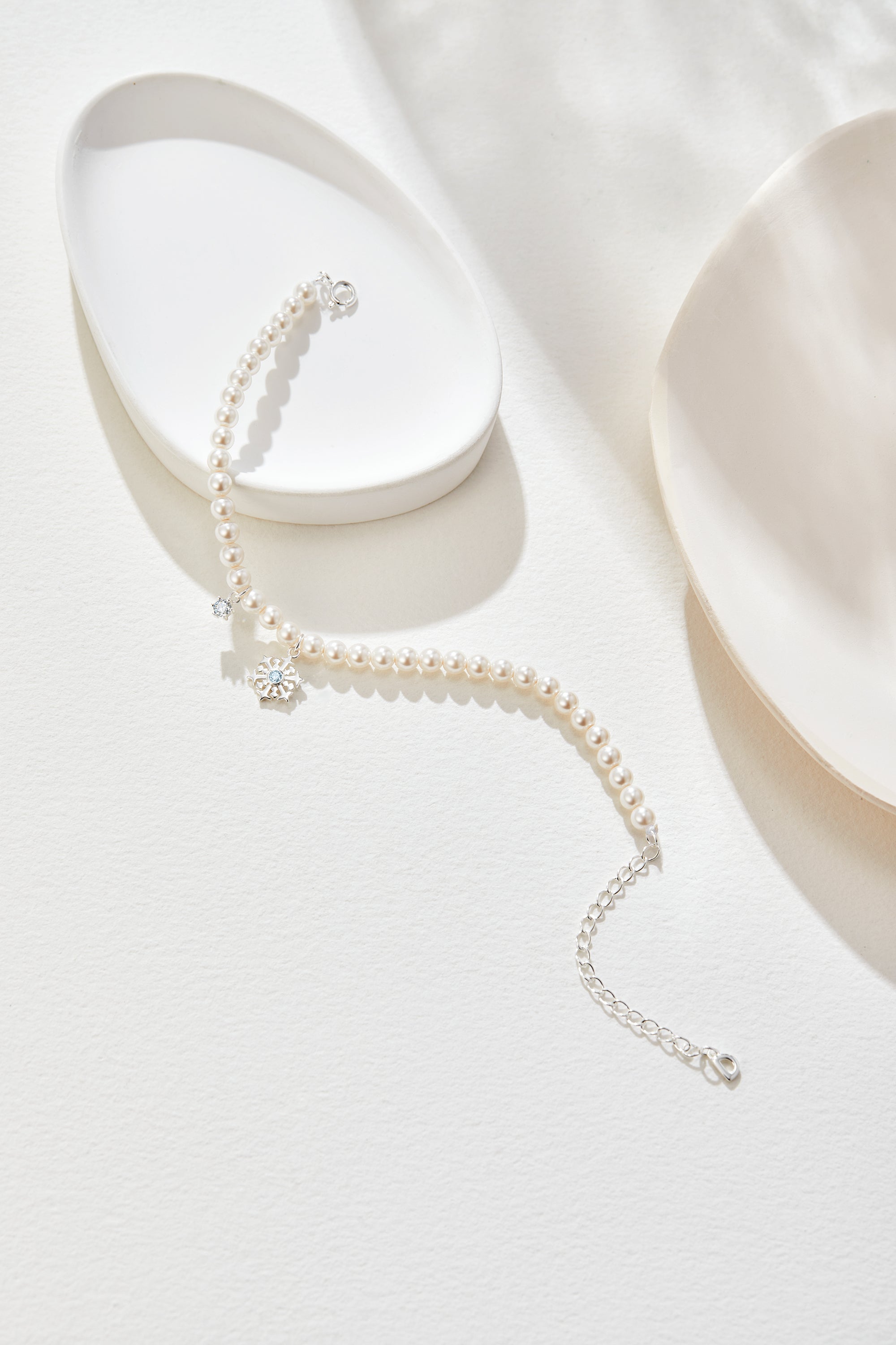 Snowflake Pearl Silver Bracelet