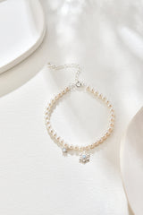 Snowflake Pearl Silver Bracelet