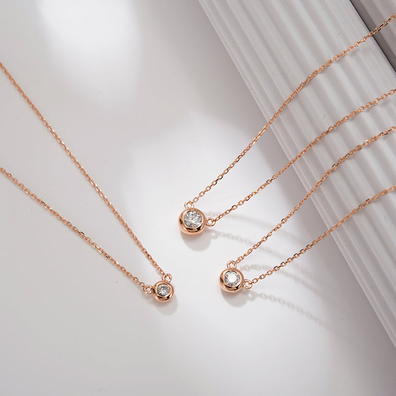 18K Gold Pendant Necklace with Lab-Created Diamond