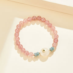 Berry Delight: Strawberry Quartz and Jade Chip Bracelet (Adjustable)
