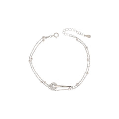 Adjustable Silver Bracelet with Cubic Zirconia