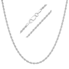 Sterling Silver Italian Unisex Rope Chain - 18"-30" Made in Italy