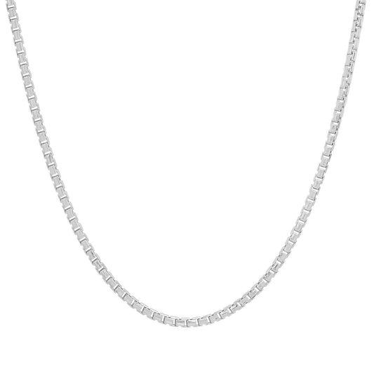 Sterling Silver Italian Unisex Round Box Chain - 18"-24" Made in Italy