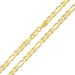 Sterling Silver Italian Unisex Figaro Mariner Chain - 22"-24" Made in Italy