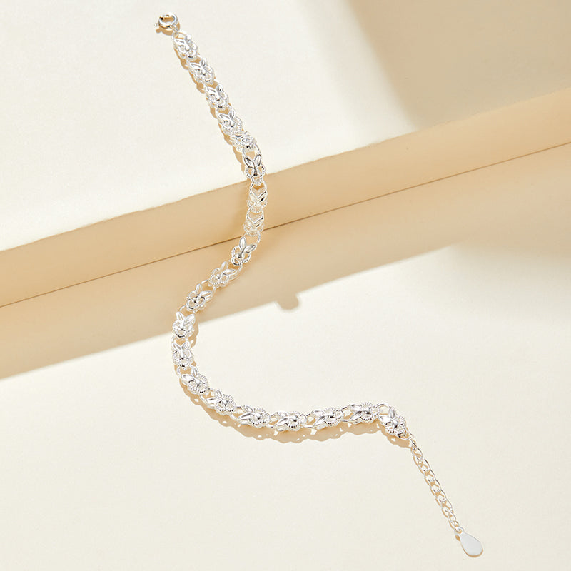 Adjustable Sterling Silver Bracelet with Butterfly Charm