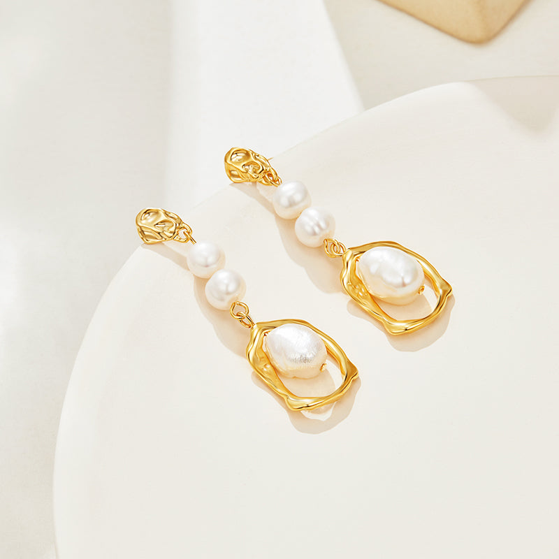 Delicate Pearl Drop Earrings in Sterling Silver