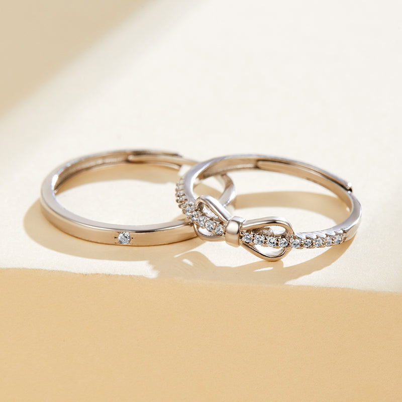 Butterfly Knot Couple Rings in Sterling Silver