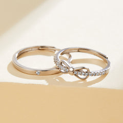 Butterfly Knot Couple Rings in Sterling Silver