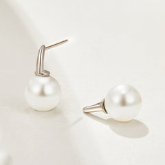 Luminous Pearl Stud Earrings in Sterling Silver