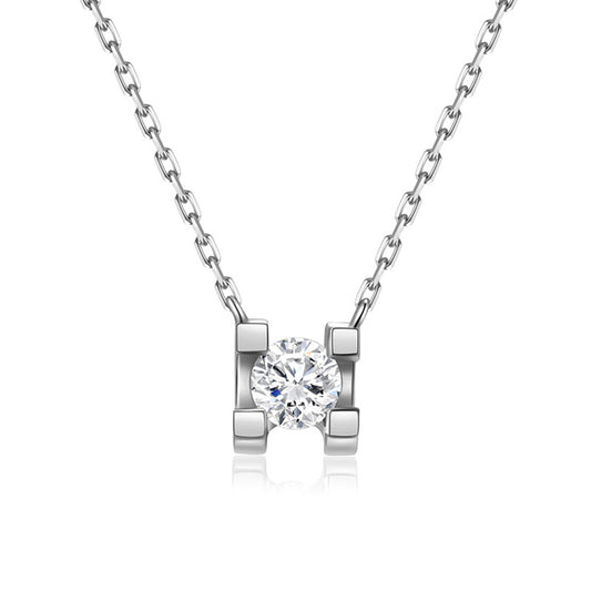 18K White Gold Pendant Necklace with 0.3 Carat Lab-Created Diamond