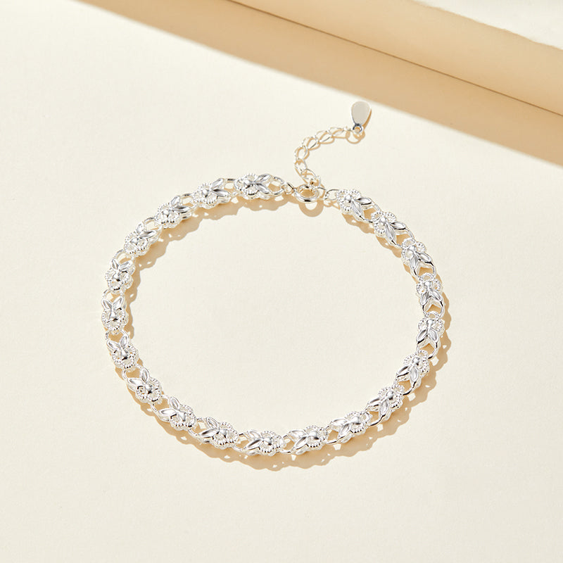 Adjustable Sterling Silver Bracelet with Butterfly Charm