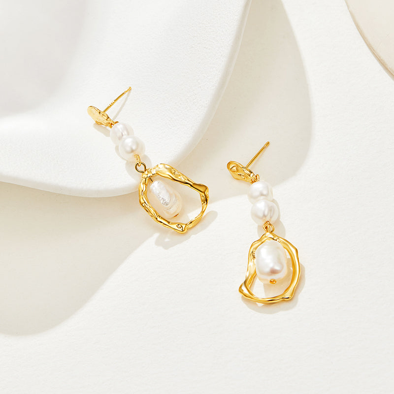 Delicate Pearl Drop Earrings in Sterling Silver