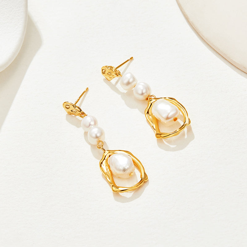Delicate Pearl Drop Earrings in Sterling Silver