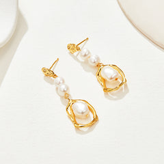 Delicate Pearl Drop Earrings in Sterling Silver