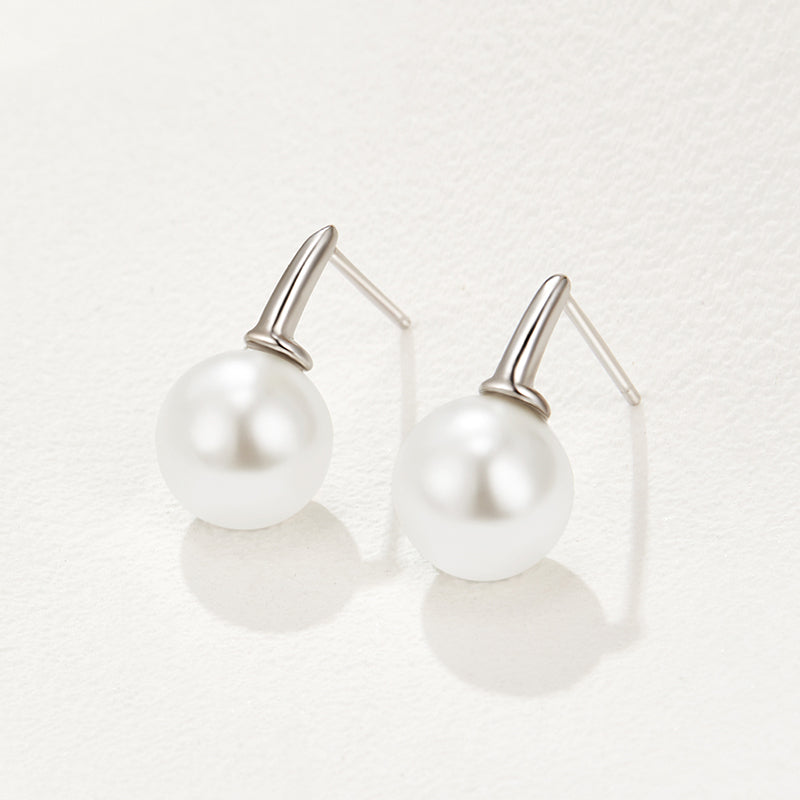 Luminous Pearl Stud Earrings in Sterling Silver
