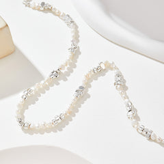 Delicate Brilliance: Freshwater Pearl Necklace on Silver-Plated Chain
