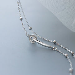 Adjustable Silver Bracelet with Cubic Zirconia