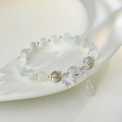 Delicate Butterfly Charm Bracelet with Cat's Eye Stone in Sterling Silver