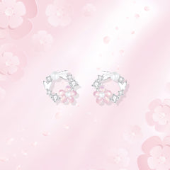 Delicate Flower and Pearl Earrings in Sterling Silver