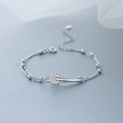 Adjustable Silver Bracelet with Cubic Zirconia