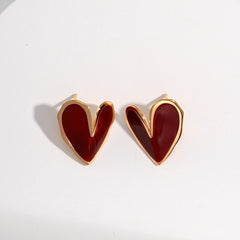Red Heart Stud Earrings