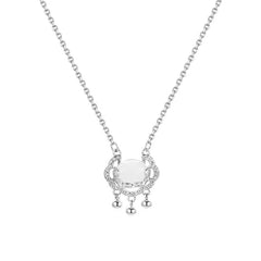 Scuttle in Style: Sideways Shine Sterling Silver Crab Necklace with CZ