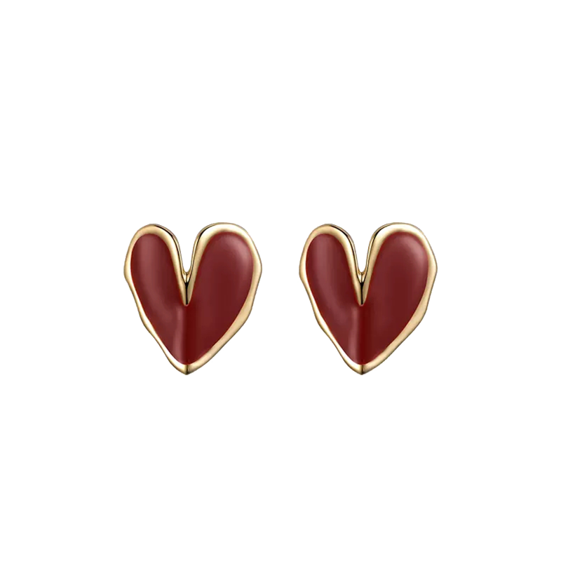 Red Heart Stud Earrings