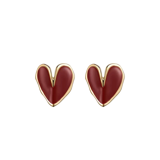 Red Heart Stud Earrings