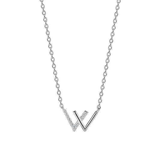 W Pendant Necklace in 925 Sterling Silver