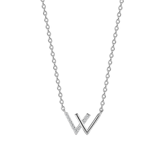 W Pendant Necklace in 925 Sterling Silver