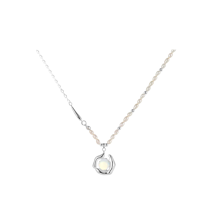 925 Silver Transparent Deep Blue Larimar Pearl Necklace