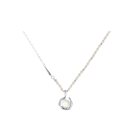 925 Silver Transparent Deep Blue Larimar Pearl Necklace