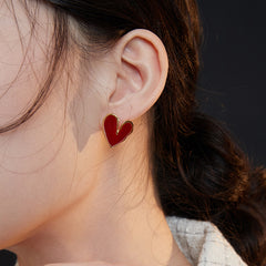 Red Heart Stud Earrings