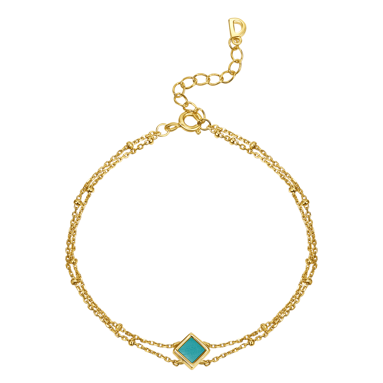 Double-Layered Bracelet with Green Turquoise