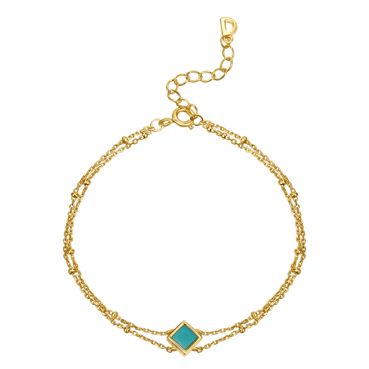 Double-Layered Bracelet with Green Turquoise