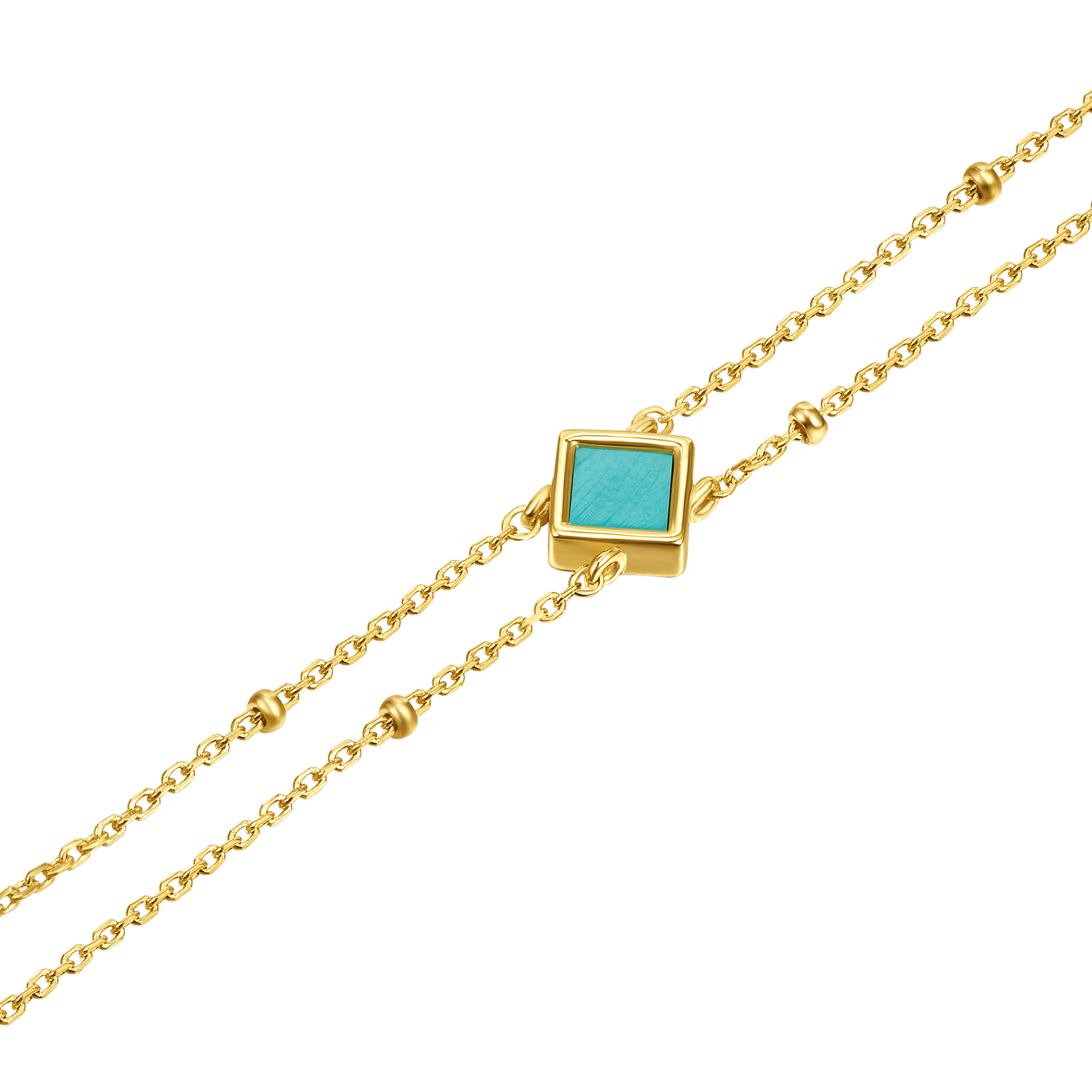 Double-Layered Bracelet with Green Turquoise