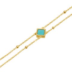 Double-Layered Bracelet with Green Turquoise